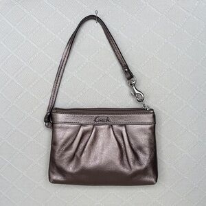 Coach Shimmering Brown Leather Wristlet